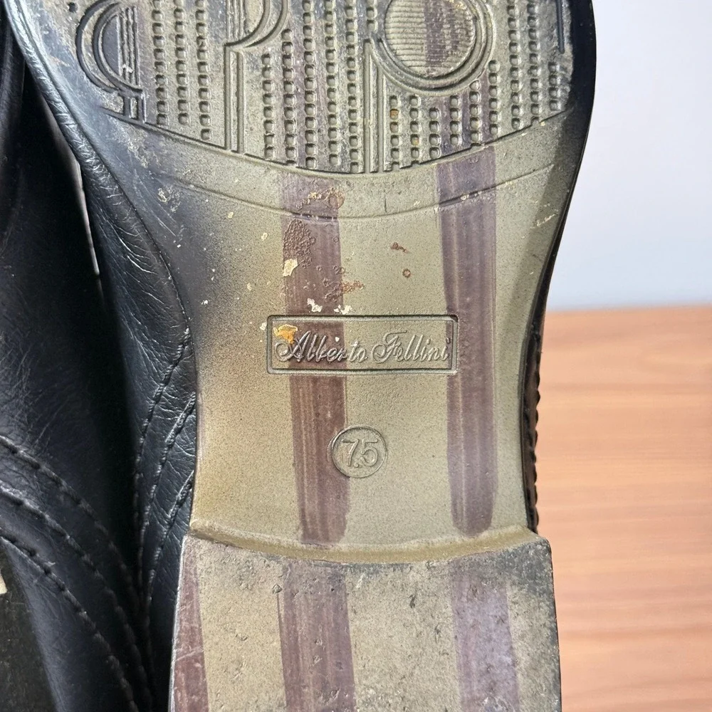 Alberto Fellini Loafers Mens 7.5 Black Wilson 02 Square Bit‎ Slip On Dress Shoe